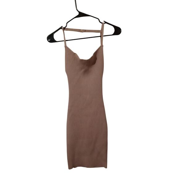 Salina Backless Ribbed Knit Mini Sweater Dress Taupe  Size XL New With TAGS - Picture 4 of 13